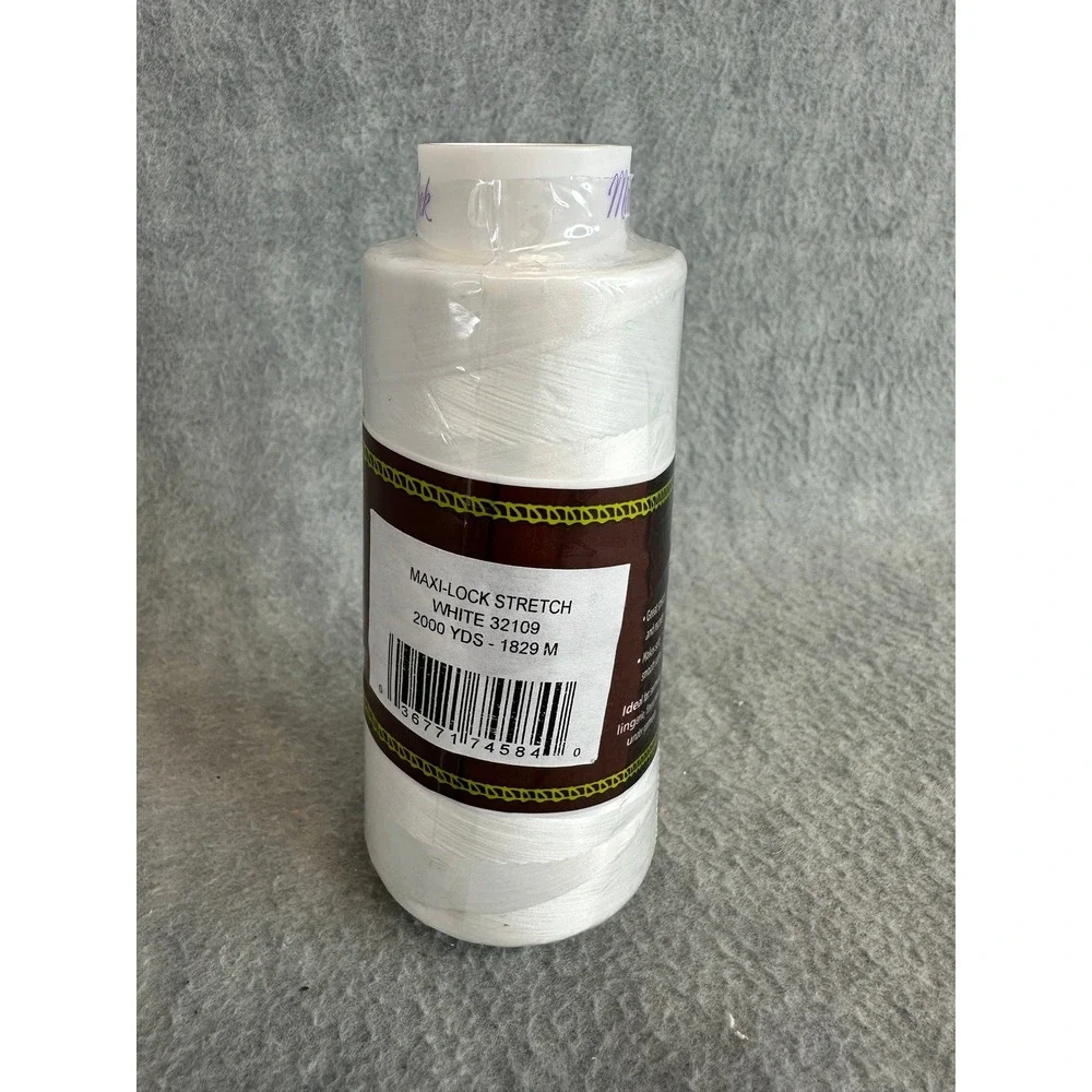 Maxi-Lock Stretch Serger Thread‎ White 32109 Textured Nylon 2000 Yds New